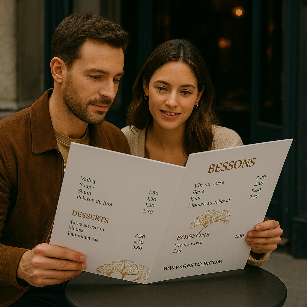 Menus imprimés sur polypropylène